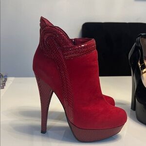 Red Suede Ankle Boots size 6.5 BUY ONE GET ONE FREE ON SHOES
